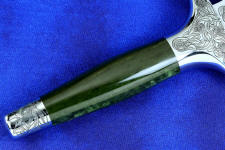 Nephrite Jade gemstone on hidden tang dagger handle